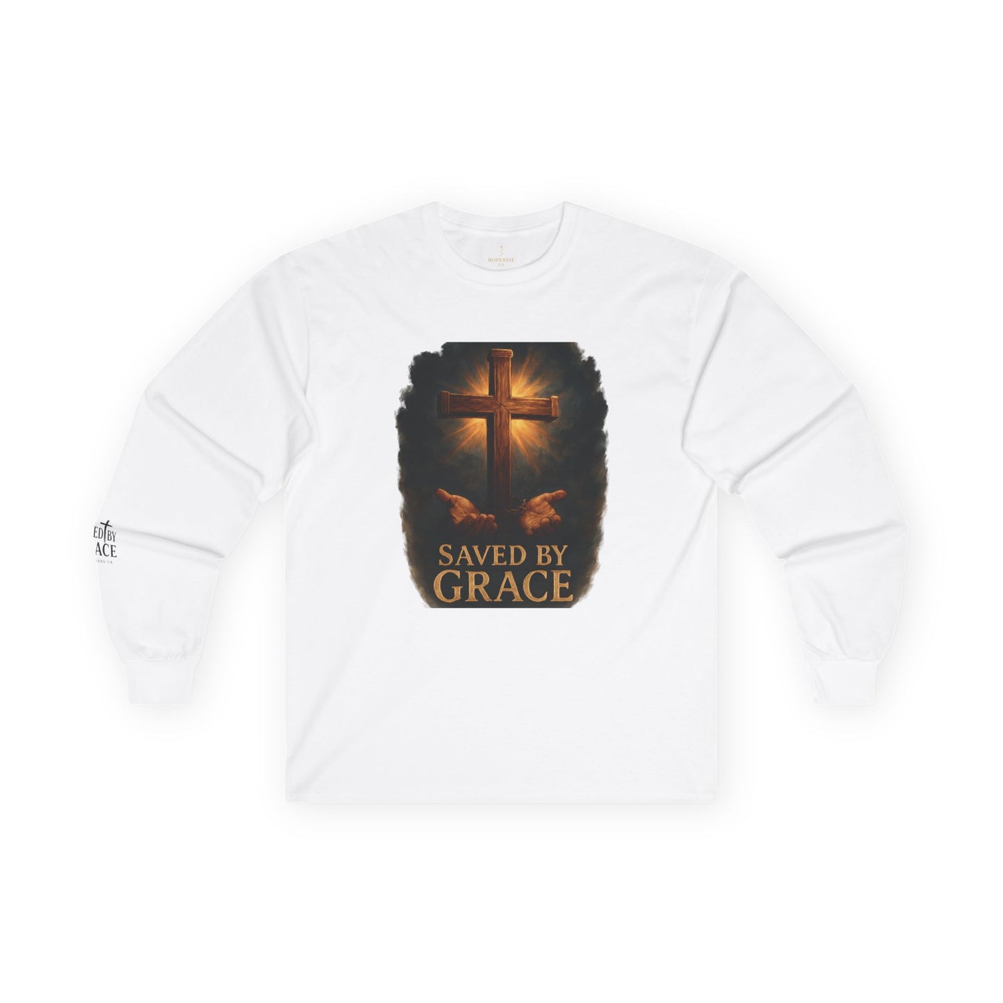 Saved By Grace Long Sleeve – Christian Apparel with Sleeve Design | Hoperise Co.