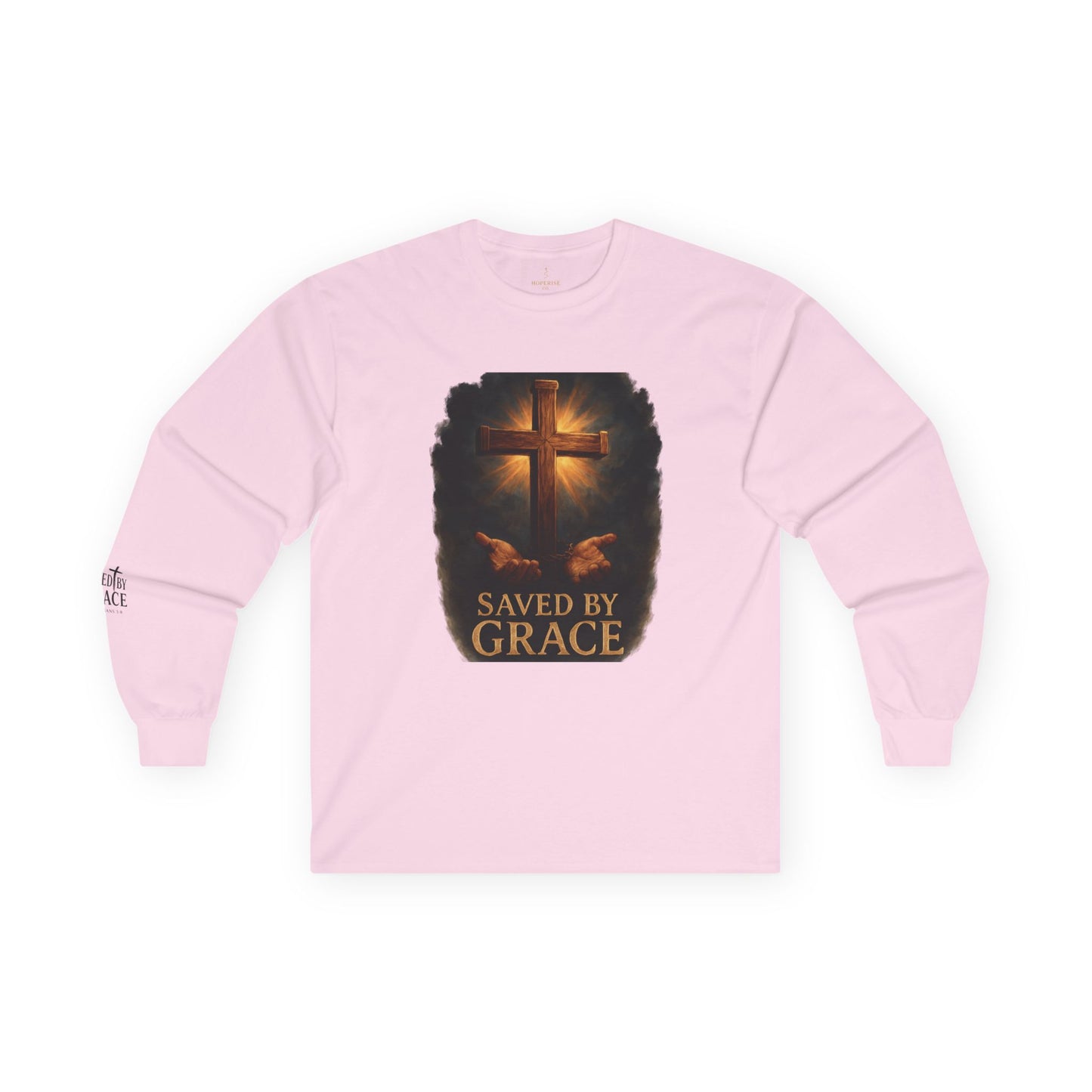 Saved By Grace Long Sleeve – Christian Apparel with Sleeve Design | Hoperise Co.
