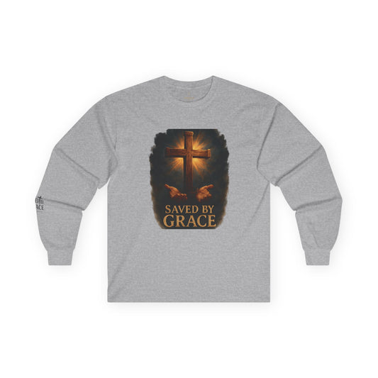 Saved By Grace Long Sleeve – Christian Apparel with Sleeve Design | Hoperise Co.