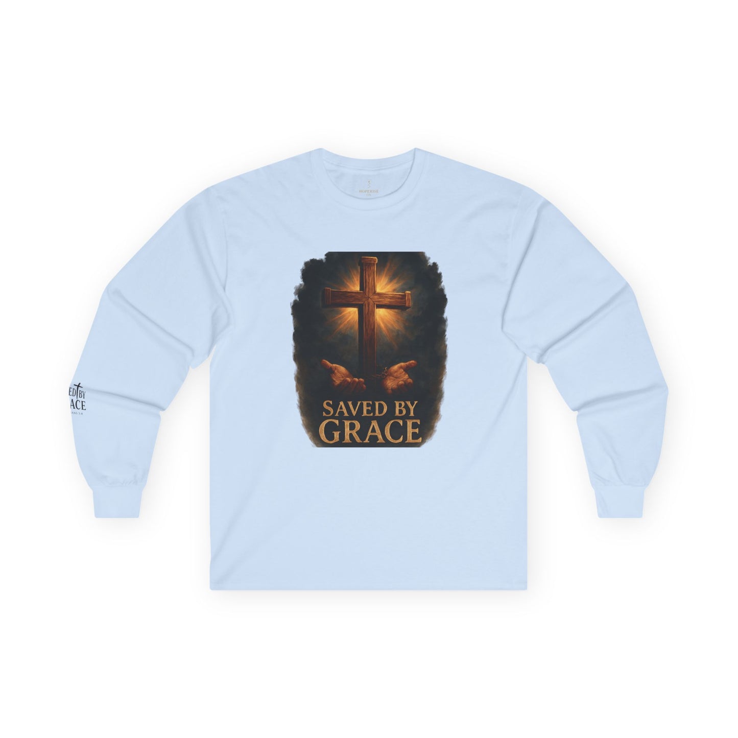 Saved By Grace Long Sleeve – Christian Apparel with Sleeve Design | Hoperise Co.